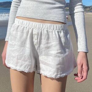 Brandy Melville Keira Linen Lace Shorts